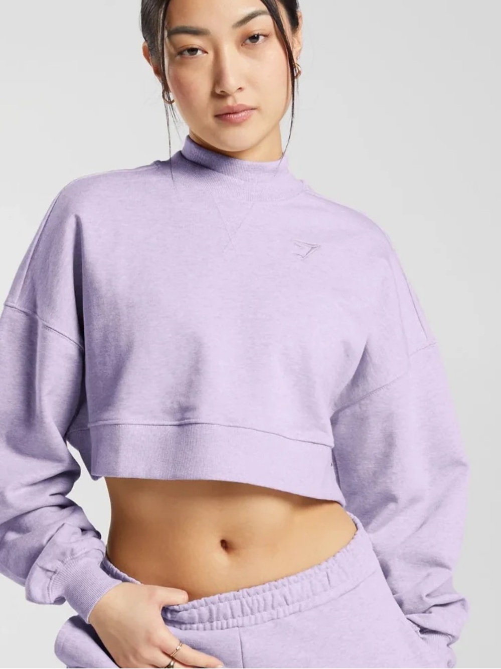 Gymshark Lavender Cropped Mock-Neck Pullover
